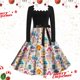 thumbnail image 1 of Vestidos de Mujer Vestido Informal Retro Con Cordones y Cuello Cuadrado Con Estampado Navideño de Otoño E Invierno Para Mujer (3), 1 of 3