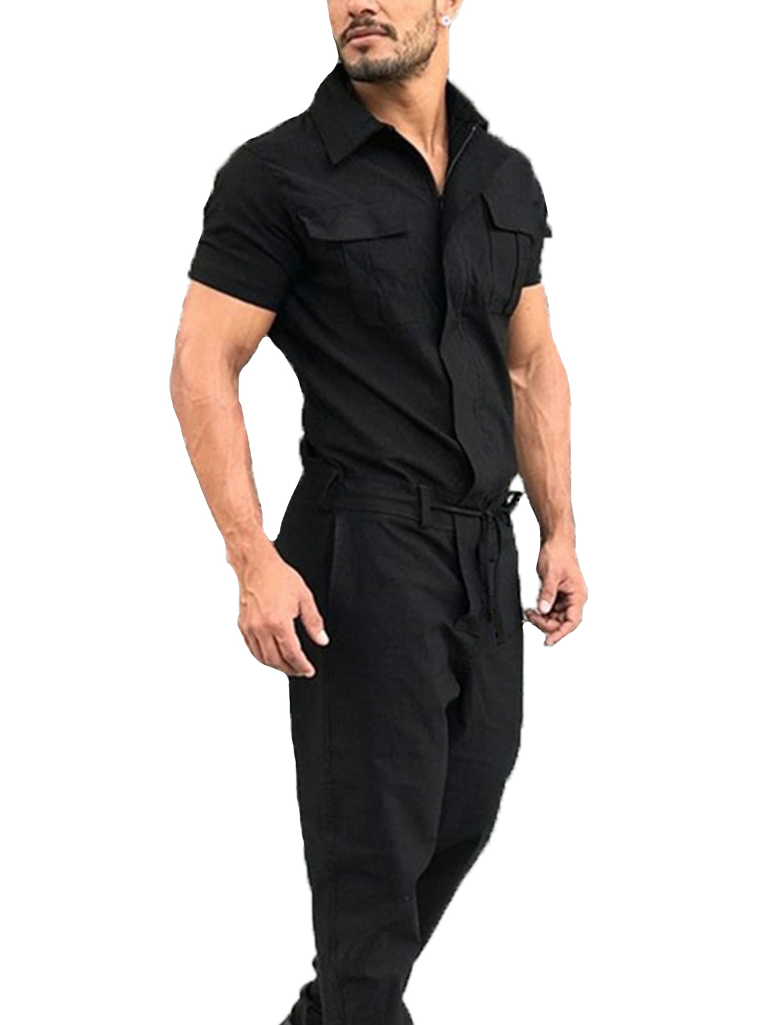 Mens Romper Street Casual Cargo Pants Jumpsuit Overall One Piece Loose Playsuit 