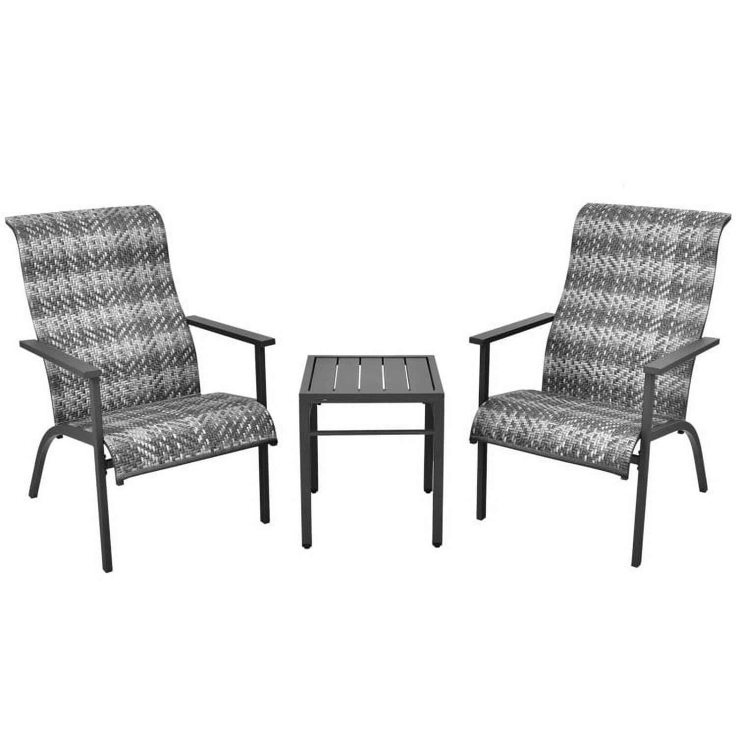 Aimee Lii 3 Pieces Patio Rattan Bistro Furniture Set, Patio Conversation Sets for Backyard and Poolside, Gray