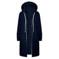 thumbnail image 4 of Womens Hoodies Coat Fall Winter Warm Pockets Drawstring Zipper Open Thin Hooded Jackets Long Cardigans Tops Outwear Womens Workout Jackets Full Zip Zip Warm up Jacket Extra Large Women Jackets Clothes, 4 of 5