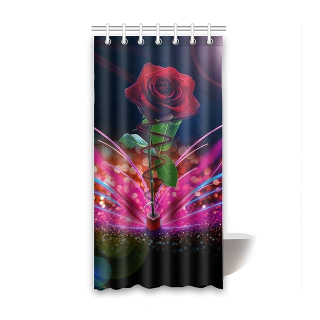 ABPHQTO Cortina de ducha de baño de poliéster impermeable rosa 90x180 cm