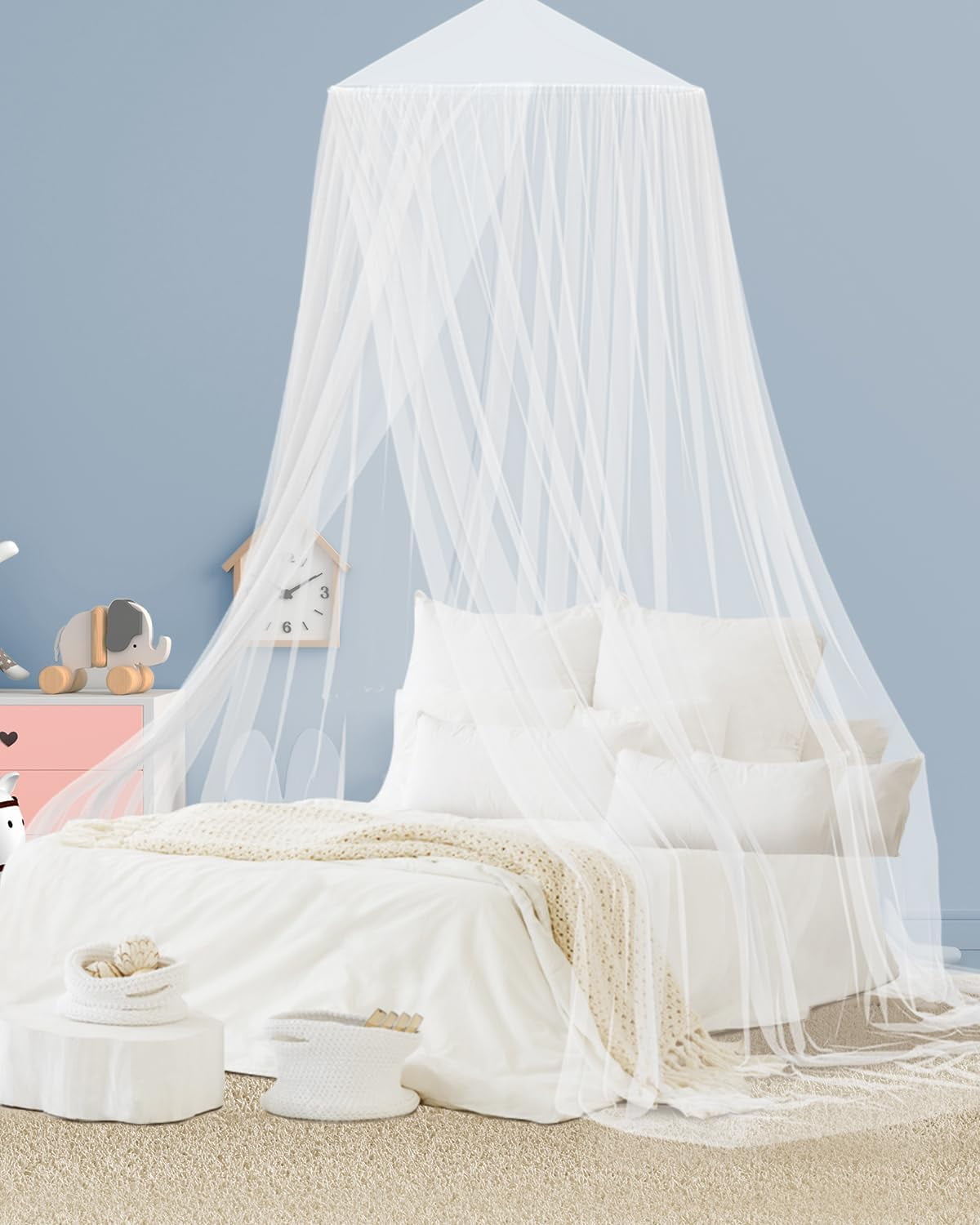 Bed Canopy for Girls Single to Adult Beds Elegant Hanging Net Curtains Princess Bedroom Decor Lightweight Breathable Mesh