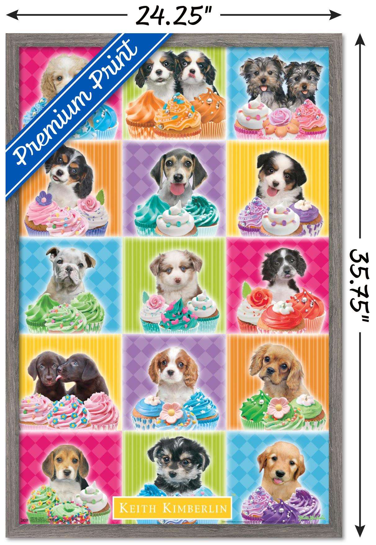 Keith Kimberlin - Puppies - Cupcakes Wall Poster, 22.375" x 34", Framed