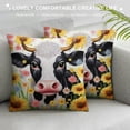 thumbnail image 3 of Shangniulu Cute Cow Pillow Cover Sunflower Daisy Cherry Blossom Flower Square Throw Pillow Cover for Teens Adult Bedroom Decor Black White Farmhouse Animal Decorative Cushion Cover, 3 of 5