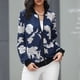 thumbnail image 2 of Cuello de béisbol chaqueta con cremallera Chaqueta de béisbol con estampado floral Puños acanalados Manga larga con cremallera Dobladillo elástico Abrigo de mujer para deportes, 2 of 6