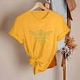 thumbnail image 4 of Alun Happy Bees' Day Womens T Shirts Women Loose Comfortable Summer Classic Crewneck Short Sleeve Tees Soft Lightweight Cute Honeybee Graphic Festival Celebration Tops 1-Yellow S, 4 of 5