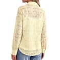 thumbnail image 3 of Sundazz Women's Long Sleeve Blouses Lace Floral Crochet Button Down Shirts Dressy Casual Eyelet Tops, 3 of 8