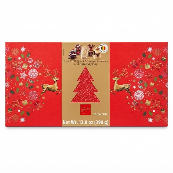 Belgian Christmas Chocolates Hazelnut Filling 28 Chocolates 13.8 oz (390 g)
