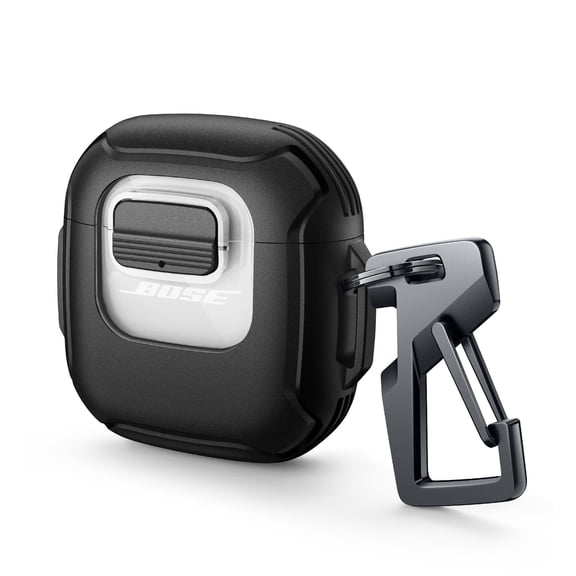 Dexnor for Bose QuietComfort Earbuds II Case (2022) & Bose QuietComfort Ultra Earbuds (2023) & Ultra Earbuds 2nd Gen(2025), Secure Lock Clip Shockproof Protective Cover with Carabiner & Keyring Black