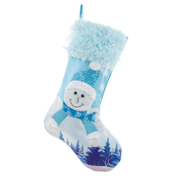 Medias navideñas bordadas YONGSHENG en Azul bolsa de dulces