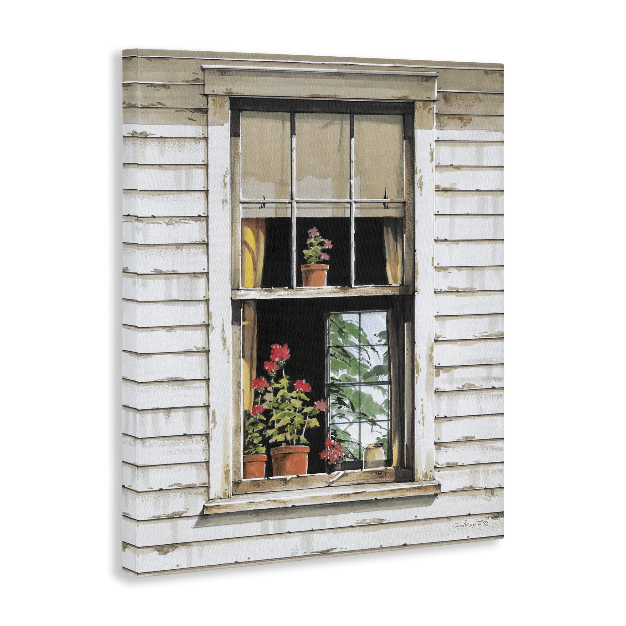 Stupell Industries Cottage Window View Buildings & Architecture Painting Wrapped Canvas Art Print Wall Art, 30 x 40