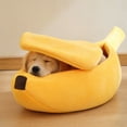 thumbnail image 3 of HWRETIE Banana Shaped Cat Bed Enclosed Pet House Warm Hooded Sleeping Nest for Cats and Small Medium Dogs Soft Plush Cozy Indoor Rest Bed, 3 of 6