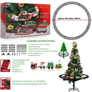 AOKESI Toy Train Set with Lights and Sounds - Christmas Train Set Around Tree - Electric Railway Train Set w/ Locomotive Engine, Cars and Tracks, Battery Operated Xmas Train Gift for Kids Boys Girls