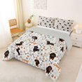 thumbnail image 2 of Homewish Kawaii Dachshund Queen Comforter Set,Dog Paws Comforter Sets Queen,Cream,Woof Print Decor,Light Gray Reversible,3-Piece,1 Comforter and 2 Pillowcases, 2 of 7