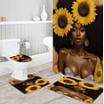 thumbnail image 5 of Black Girl Shower Curtain set with Bath Rugs Set,4 Sets Rustic African American Bathroom Sets Decor Waterproof Curtains Rug Mats Toilet Seat Cover Hooks Butterfly Kids Girly Queen (Rustic), 5 of 7