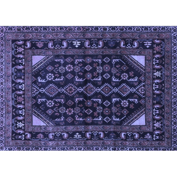 Ahgly Company Machine Washable Indoor Rectangle Persian Blue Traditional Area Rugs, 7' x 9'