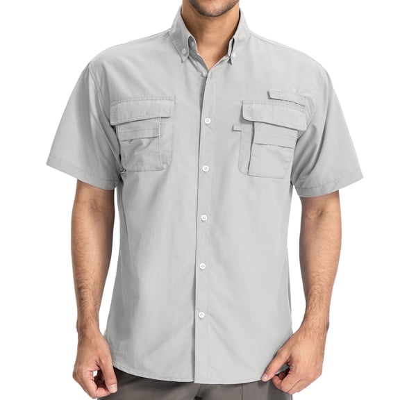 Men's Short Sleeve Fishing Shirts Sun Protection UV Hiking Cooling Quick Dry Shirts for Summer Beach Casual Tops