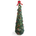 thumbnail image 4 of LampLust Pre-Decorated Pop Up Christmas Tree, Green with Ornaments - 6 ft Tall Slim Collapsible Pop-up Christmas Tree Decorated and Pre-lit with 150 LED Lights with Included Timer, 4 of 5