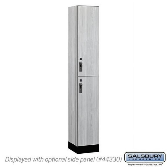 Salsbury Industries 42165ST 12 in. Wide Premier Wood Locker - Double Tier - 1 Wide - 6 ft. High - 15 in. Deep - Silver Teak - Hasp