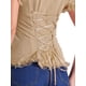 thumbnail image 5 of CAMISA VICTORIANA INSPIRADORA PARA MUJERES CON ESCOTE CORAZÓN Y MANGAS ABULLONADAS, BLUSA GÓTICA CON LACITOS PARA HALLOWEEN, TAMAÑO L, COLOR CAQUI, 5 of 7