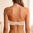 thumbnail image 4 of Bandeau Bra for Women Demi Cup Underwire Support Floral Lace Strapless Wedding Party Underwear, 4 of 5