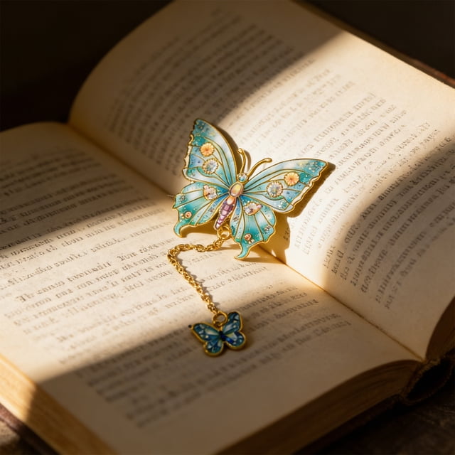 Metal Bookmark With Chain, Hollow Bookmark With Monet Oil Painting Theme, for Book Lovers and Readers, Green