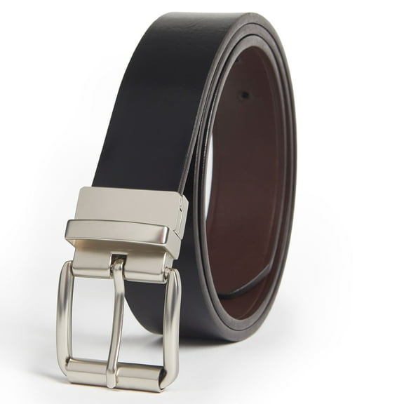 Giorgio Brutini Casual Reversible Leather Belt Color: Black/Brown Reversible / Brushed Nickle Buckle, Size: M (32-36)