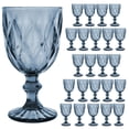 thumbnail image 1 of Copas de Vino Agua Vidrio Cristal Labradas Vintage 245 ml Vittori Juego 24 piezas color Azul Cobalto, 1 of 6