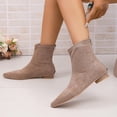 thumbnail image 5 of WAVSUF Women's Ankle Boots Soft Sole Anti Slip Pointed Toe Wide Width Suede Flat Boots 8.5, 5 of 9