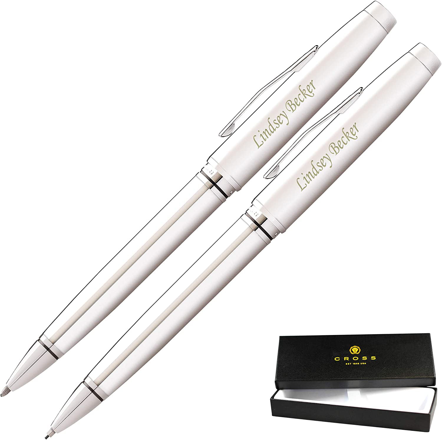 Brand New Cross Coventry Satin Chrome With Gold Trim Ball-Point Pen M Pencil Set 