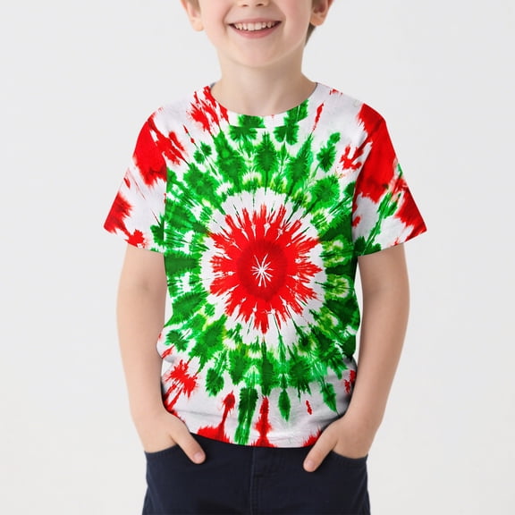 Delliss Toddler Boys' Short Sleeve Tees Tie Dye Casual Crew Neck Summer Top Clothes Cute Fashion T-Shirts