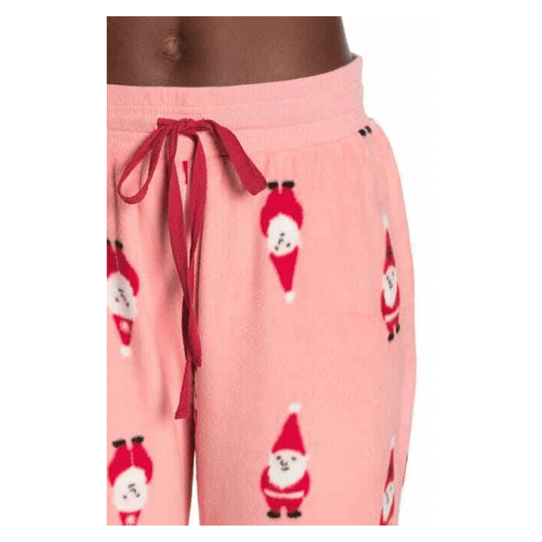 Free Press Microfleece Pajama Pants PINK BRIDE SANTA GNOME L