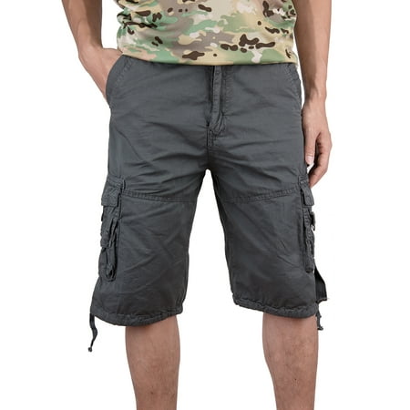Straight Leg Stretch Shorts - Loose Fit Military Style Cargo Shorts Straight Leg Milti Pockets Plus Size