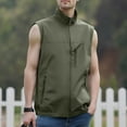 thumbnail image 5 of Men's Windproof Lightweight Golf Vest Softshell Sleeveless Jacket with Pockets for Running Hiking Sports Spring Fall,Army Green,L, 5 of 5