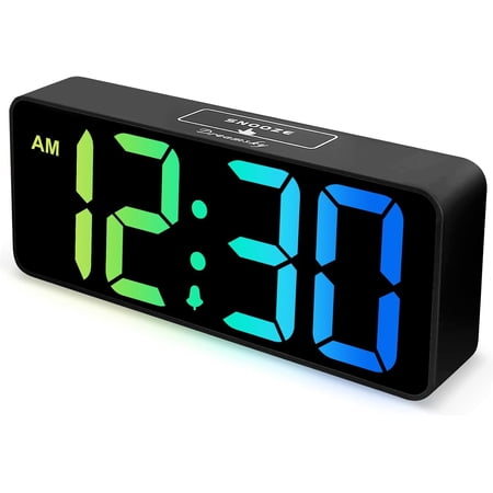 Large Digital Alarm Clock Big Numbers for Seniors & Visually Impaired, RGB 9 Inches Desk Bedroom, Dimmable Jumbo Display, USB Ports, Loud Heavy Sleepers, Adjustable Volume