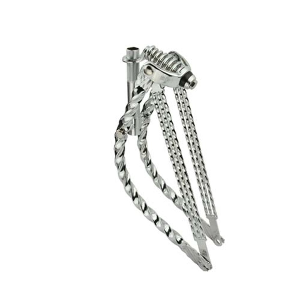 20" Bent Triple Square Twisted Spring Fork 1" Chrome. Bike fork