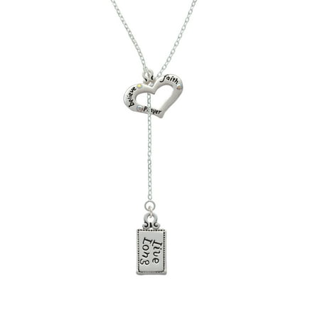 Long Lariat - Live Long - Believe Faith Prayer Heart Lariat Necklace