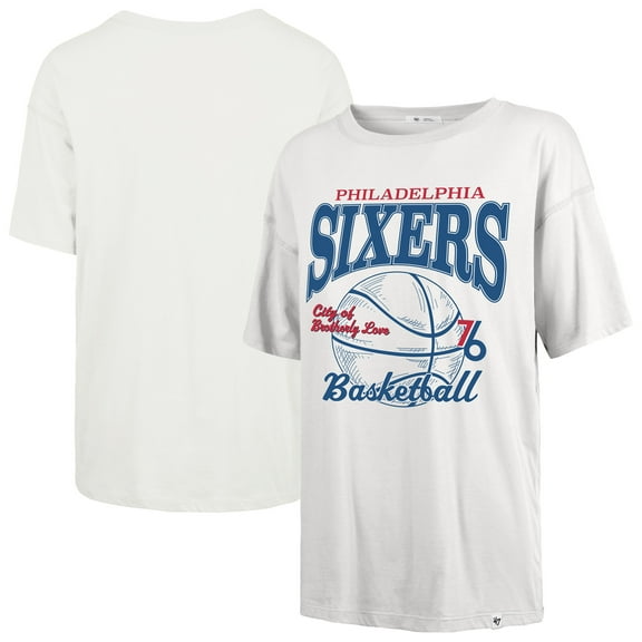 Women's-'47 White Philadelphia 76ers City Edition Down Court Sadie T-Shirt