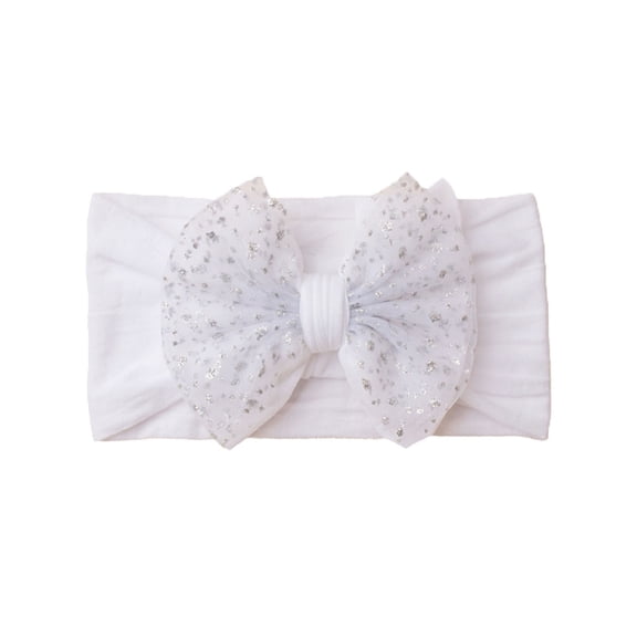 Qopobobo Girl Headbands Baby Headbands with Hair Bow Headwraps for Baby Girls Infants Newborn White,One Size