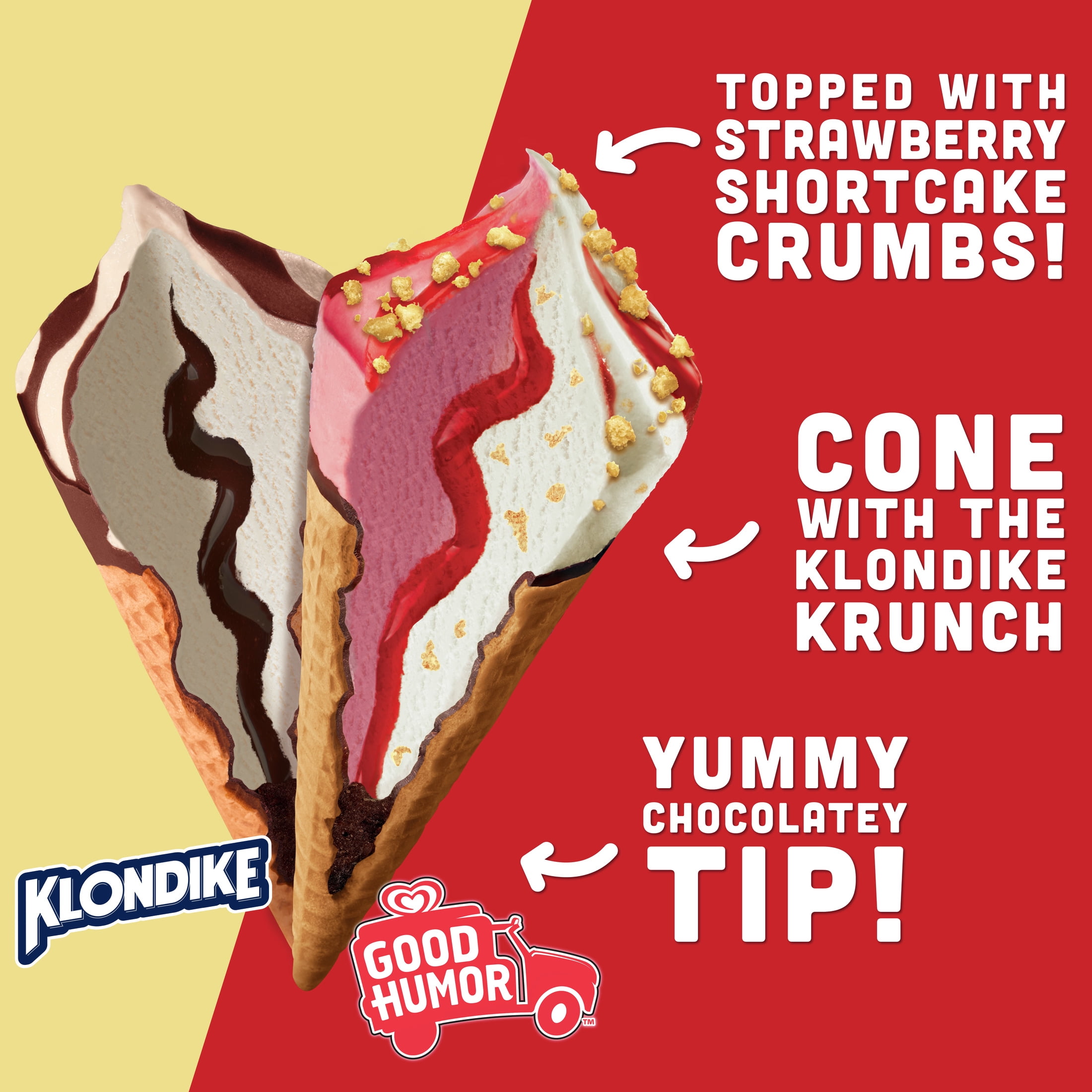 Klondike Cones Good Humor Strawberry Shortcake & Vanilla Chillin’ Ice Cream Cones Frozen Desserts, 8 Count