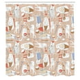 thumbnail image 3 of Ambesonne Cartoon Shower Curtain, Musician Cats, 69"Wx75"L, Warm Taupe White, 3 of 5