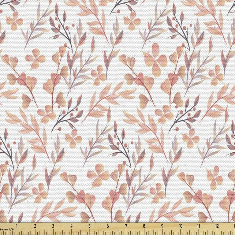 Vintage Fabric by the Yard, Repeating Botanical Pattern with Design Flowers  and Leafy Herbs, Decorative Upholstery Fabric for Chairs & Home Accents