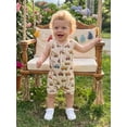 thumbnail image 6 of BemeyourBBs Newborn Baby Boy Summer Clothes Infant Baby Boys Farm Outfit Waffled Knit One Piece Romper 0 3 6 9 12 Months Sleeveless Excavator Tractor Print Half Button Jumpsuit Shorts, 6 of 8