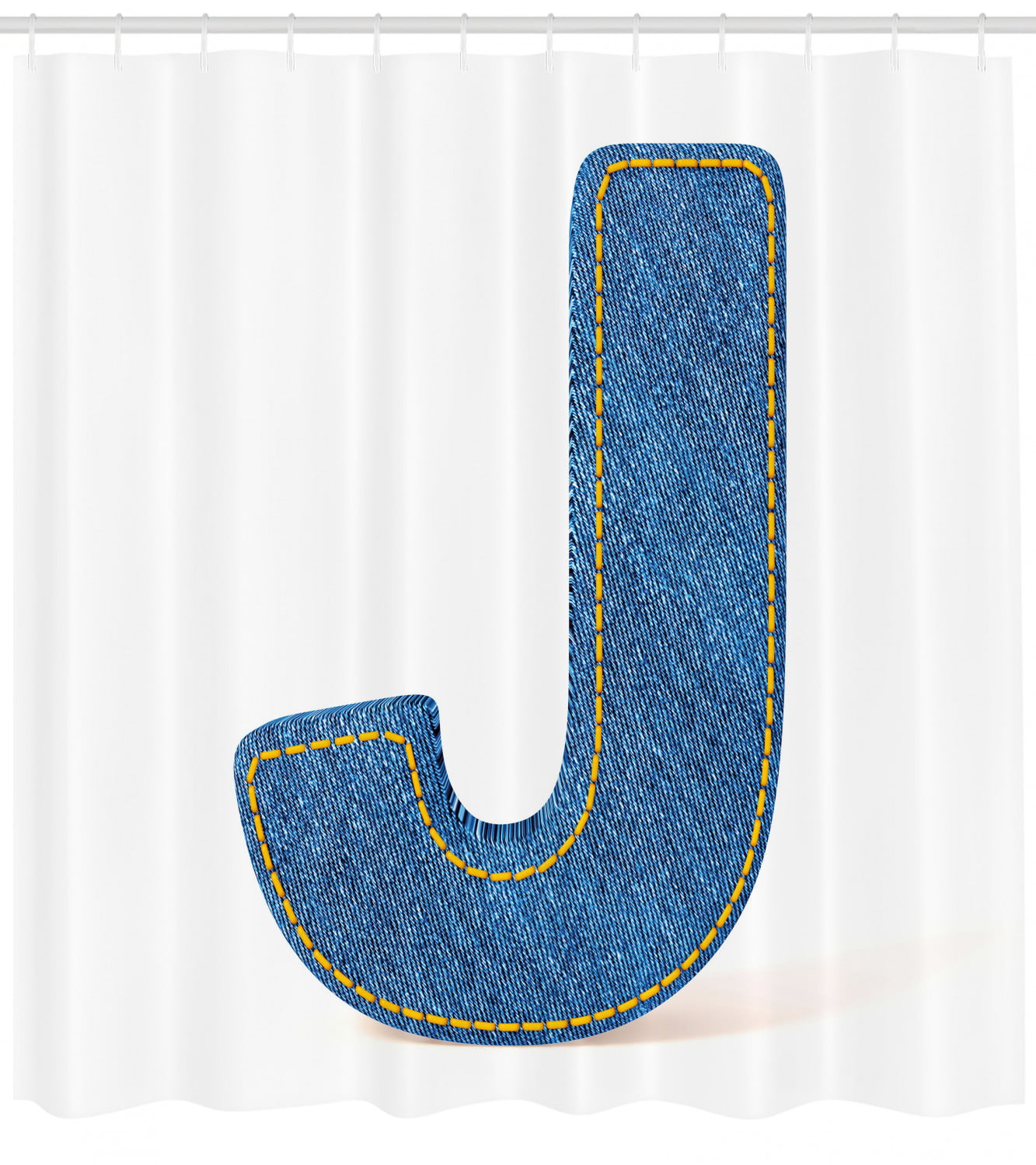 Letter J Shower Curtain, Blue Jean Patterned Denim Alphabet Font Design ...