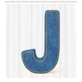 thumbnail image 3 of Ambesonne Letter J Shower Curtain, Theme Themed Design, 69"Wx84"L, Blue Marigold, 3 of 3