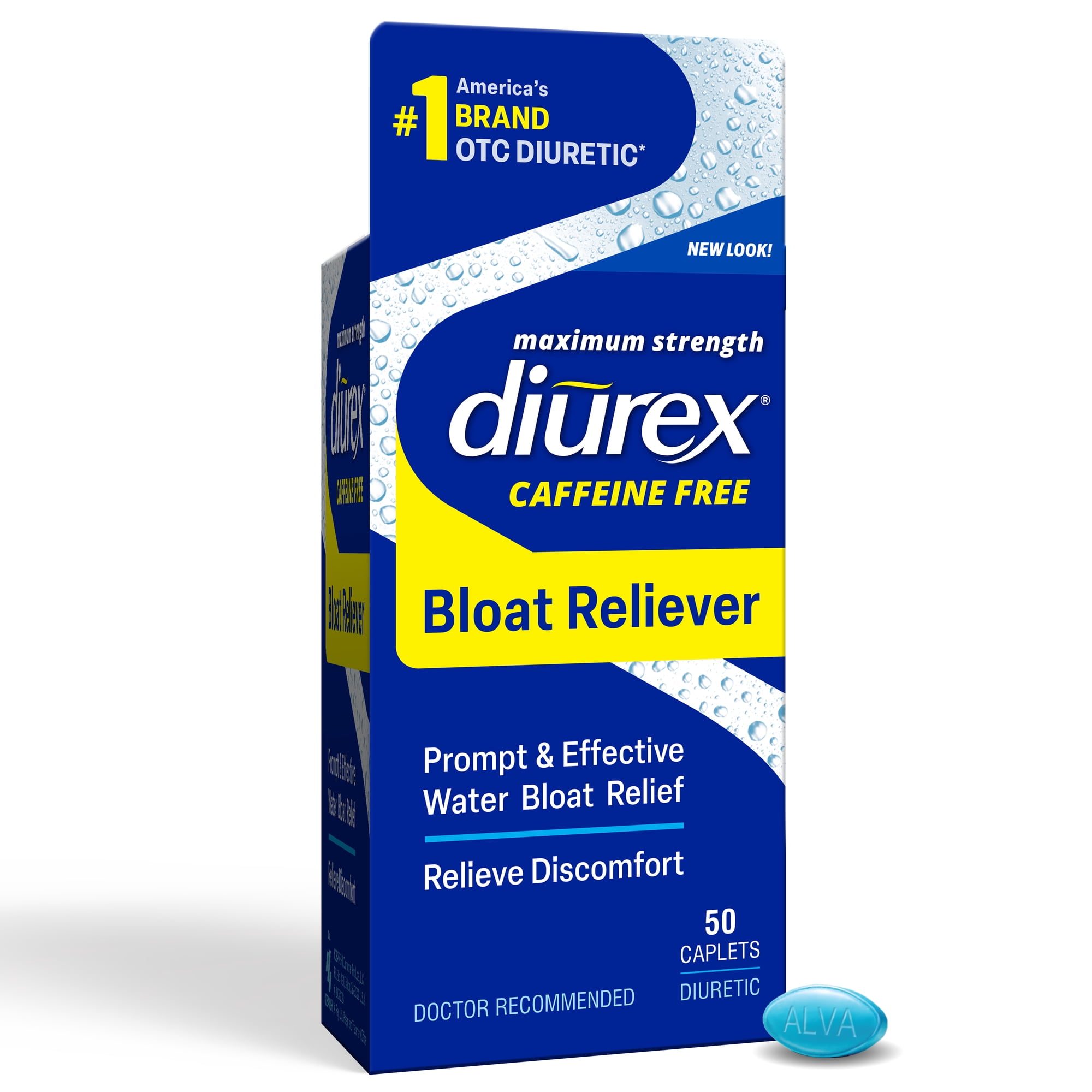 Diurex Caffeine Free Bloat Reliever, Maximum Strength Diuretic, 50 Count