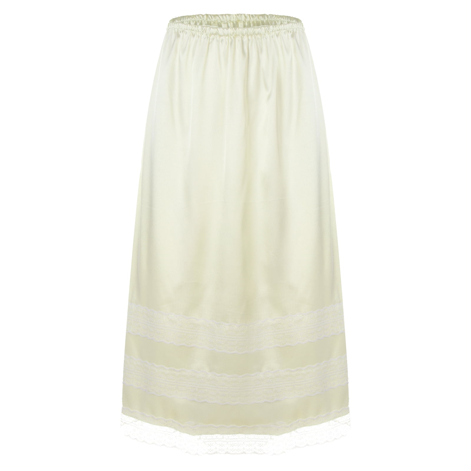 YONGHS Women's Half Slips Long Satin Underskirt Lace Slip for Women