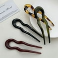 thumbnail image 6 of Headwear Elegant U-Shaped Tortoiseshell Acetate Hair Styling Tools Hair Fork Hair Sticks Hairpin Hair Bun BLACK, 6 of 8