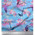 thumbnail image 1 of Soimoi Blue Rayon Fabric Floral & Bird Print Fabric by Yard 56 Inch Wide, 1 of 1