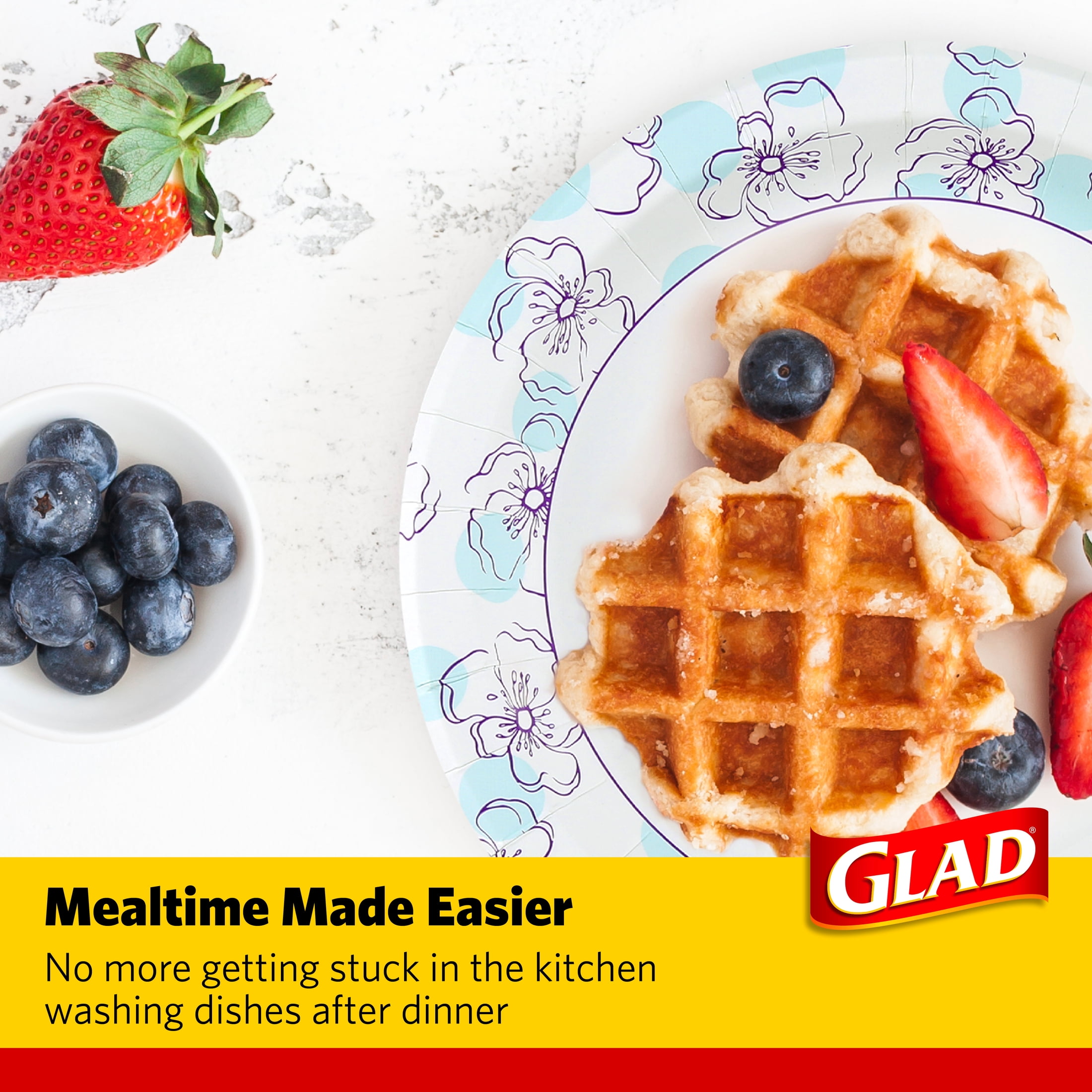Glad - Everyday Round Paper Plates - 10" - 500CT - Blue Flower